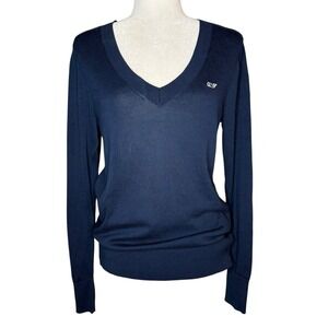 VINEYARD VINES Heritage V-Neck Sweater Womens XS Jumper Pullover Cotton Blue